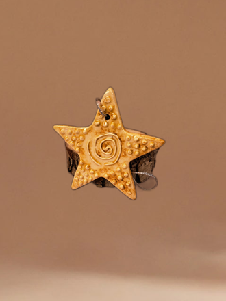 Dokulu Yıldız Ağaç Süsü Sari 1 No