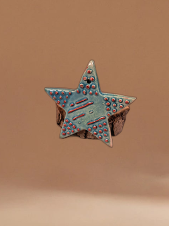 Dokulu Yıldız Ağaç Süsü Turkuaz