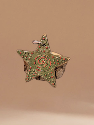 Dokulu Yıldız Ağaç Süsü Yeşil