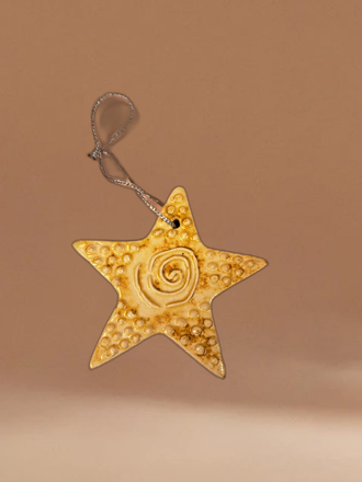 Dokulu yıldız ağaç süsü sari 1 no